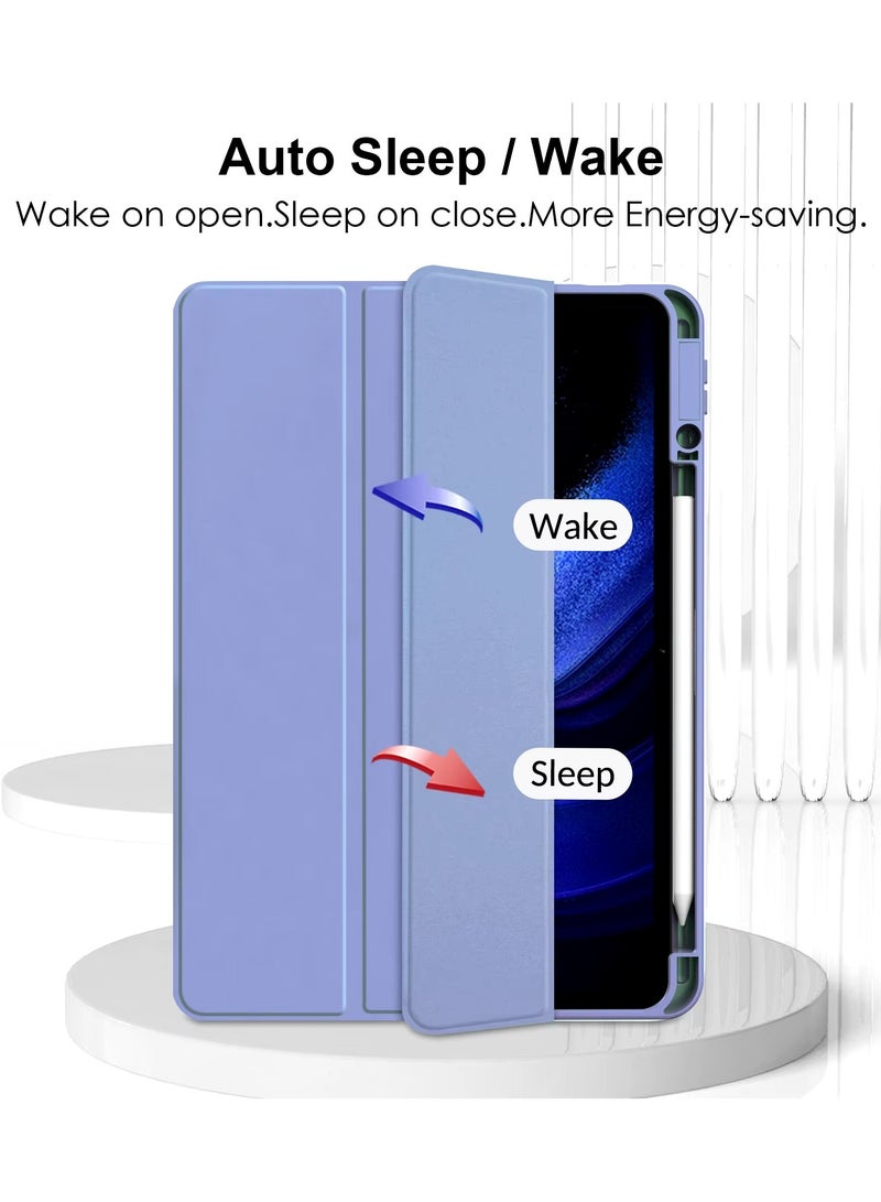 Case For Xiaomi Pad 6/6 Pro 11 Inch Clear Shockproof Back Cover Built-in Pencil Holder Auto Sleep/Wake (Lavender) - Image 3