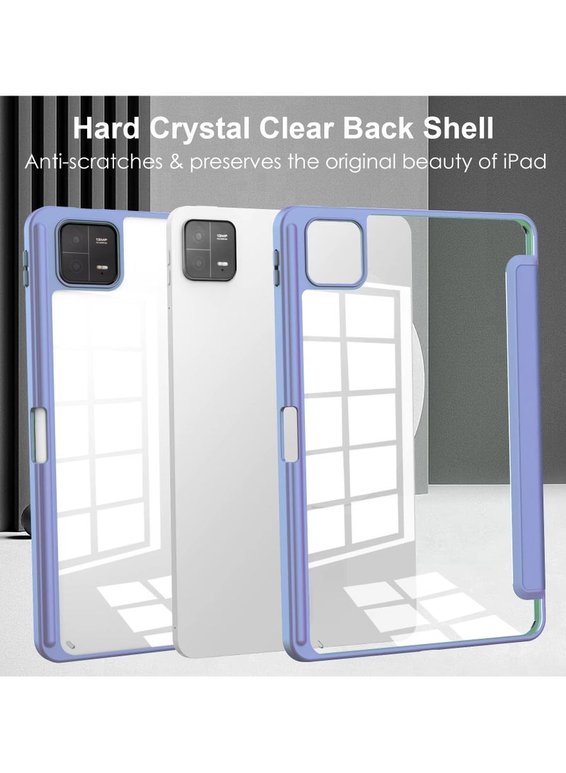 Case For Xiaomi Pad 6/6 Pro 11 Inch Clear Shockproof Back Cover Built-in Pencil Holder Auto Sleep/Wake (Lavender) - Image 4