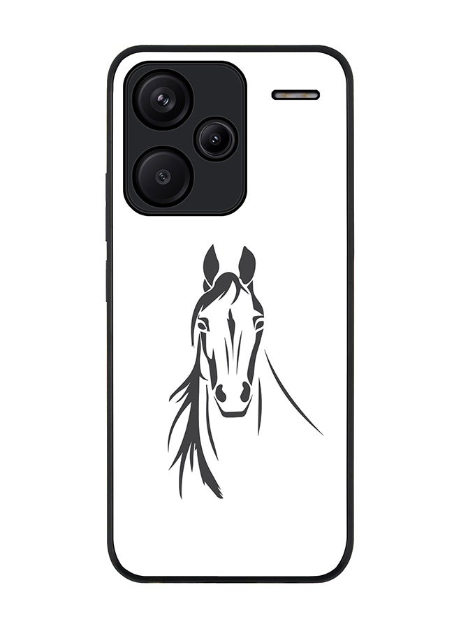 Stylizedd Rugged Black Edge Case for Xiaomi Redmi Note 13 Pro Plus, Slim fit Case Flexible Anti Drop TPU Gel Thin Cover -  Arabian Stallion - Image 1