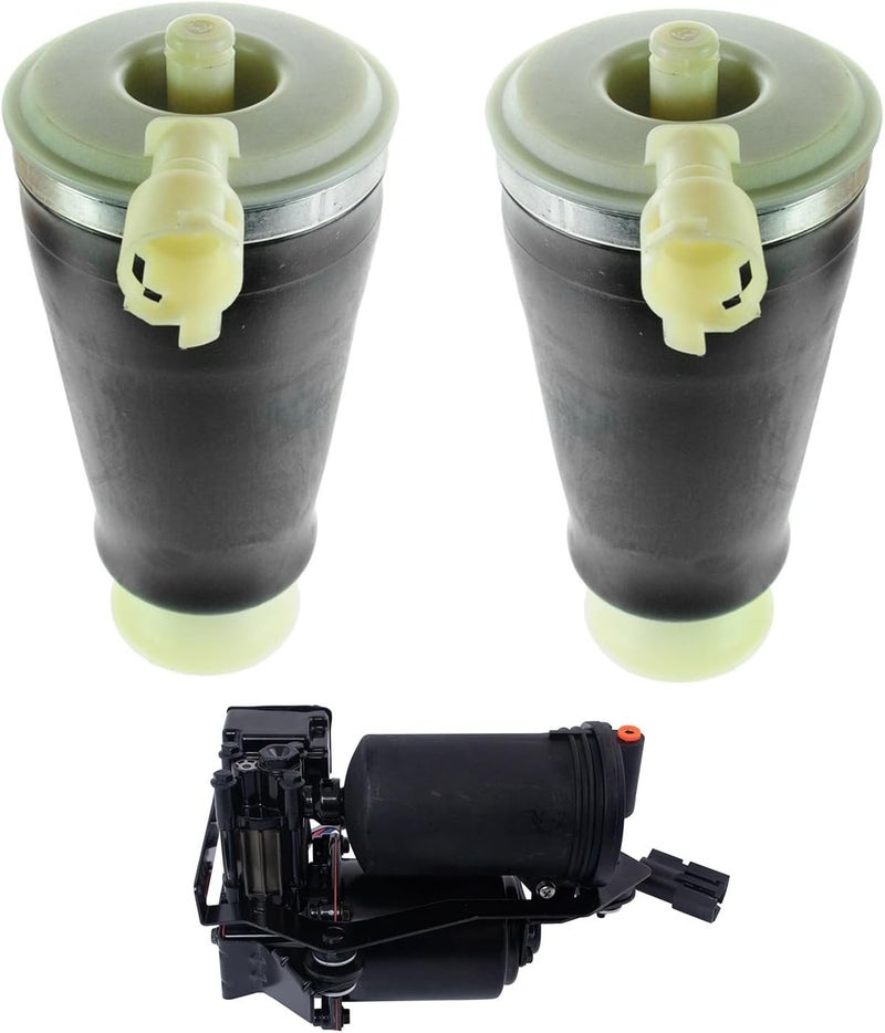 TRQ Rear Air Suspension Spring Bag Compressor Kit Set 3pc for Crown Vic Town Car - Image 1