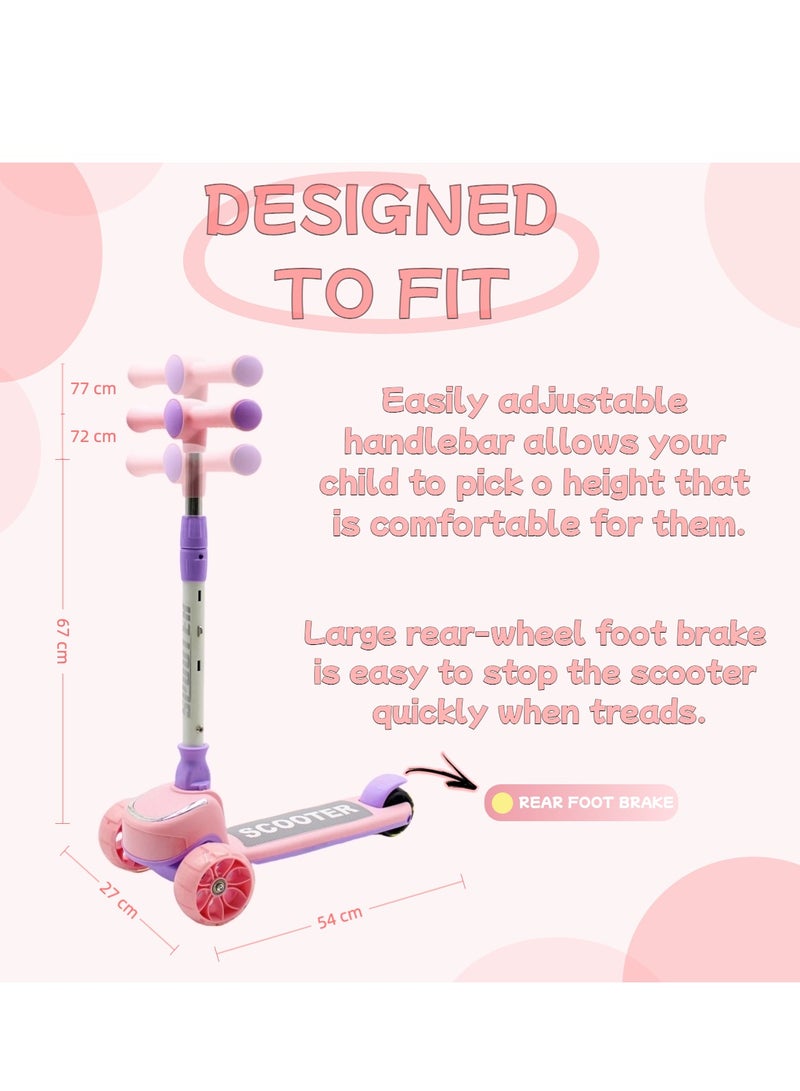 EASY FUTURE Foldable Kids Scooter with Height-Adjustable Handle, LED PU Wheels, Rear Brake & Music – Ideal for 3-8 Years - Image 3