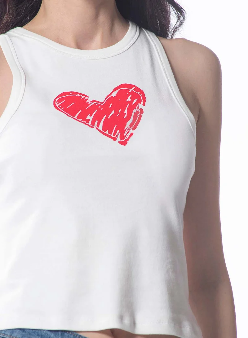Virgio VIRGIO 100% Cotton Chest Graphic Crop Tank Top