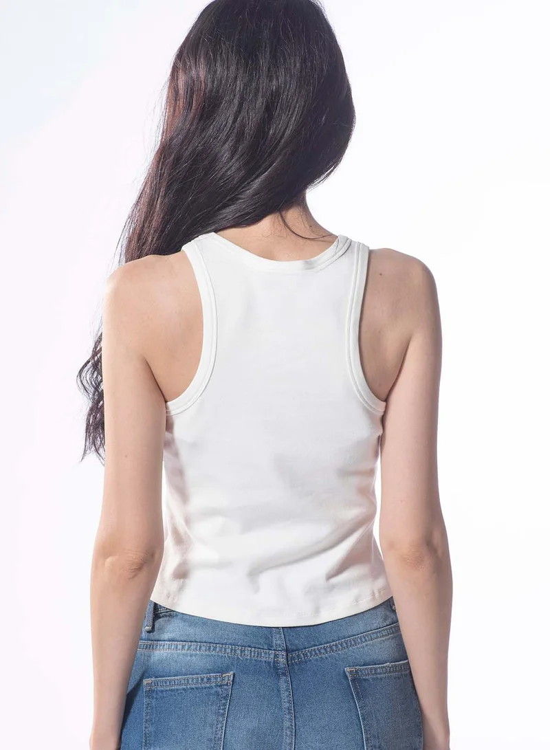Virgio VIRGIO 100% Cotton Chest Graphic Crop Tank Top