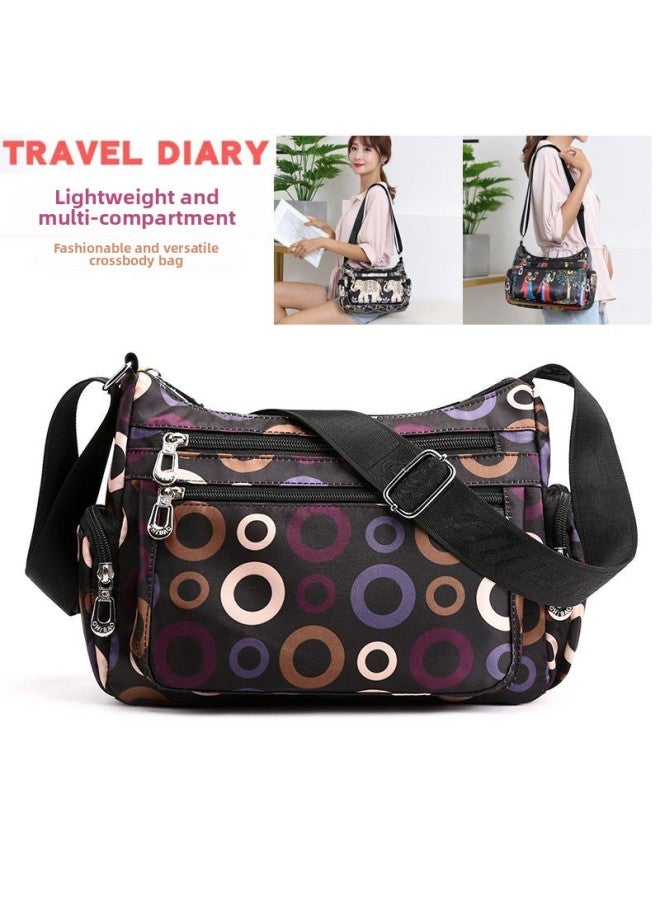 Women's Fabric Bag Casual Shoulder Bag Multi-compartment Florable Cloth Bag Nylon OxFord Cloth Crossbody Bag Middle-aged And Elderly Small Bag-Color:Under The Tree  - Image 2