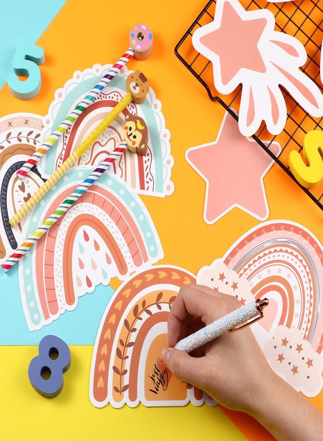 Nezyo 90 Pieces Rainbow Classroom Decor Boho Bulletin Board Decor Bulletin Board Birthday Party Cutouts Rainbow Party Decorations for Crafts Home School Door Home Birthday - Image 3