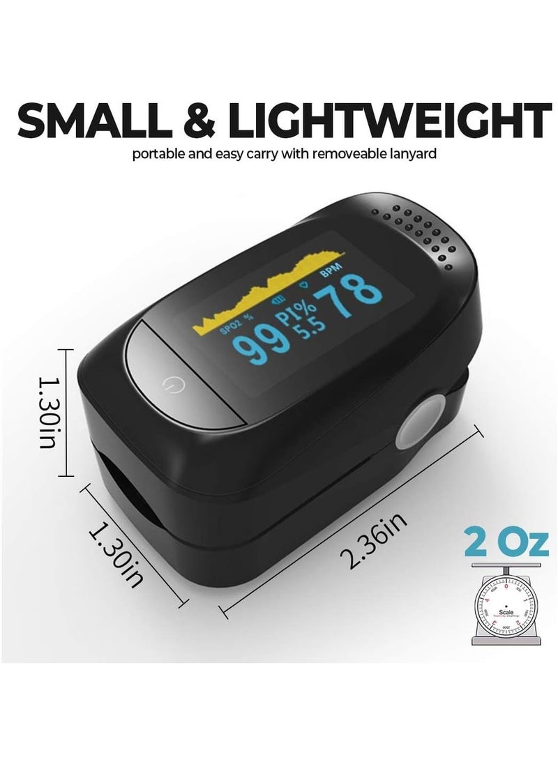 Digital Pulse Oximeter Fingertip, OLED High-Definition Screen, Oxygen Saturation Monitor, Heart Rate and SpO2 Levels Meter with Alarm Function