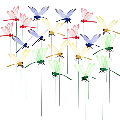Inralimot 10Pcs 3D Dragonfly Stakes for Indoor/Outdoor Yard, Garden Ornaments, Patio Decoration With Sticks - Image 1