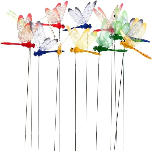 Inralimot 10Pcs 3D Dragonfly Stakes for Indoor/Outdoor Yard, Garden Ornaments, Patio Decoration With Sticks - Image 2