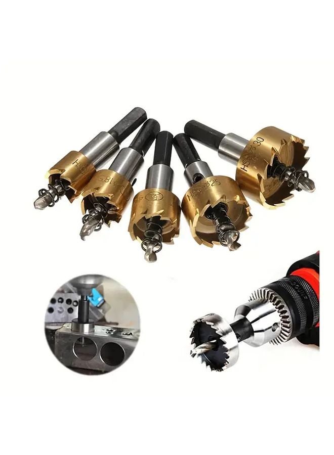 طقم منشار ثقب طبيعي 5 قطع من الفولاذ عالي السرعة للوحات الفولاذ المقاوم للصدأ والمعادن - Image 5