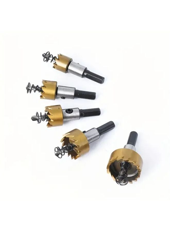 طقم منشار ثقب طبيعي 5 قطع من الفولاذ عالي السرعة للوحات الفولاذ المقاوم للصدأ والمعادن - Image 3