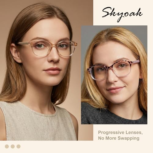 SKYOAK 2 Pack Vibrant Progressive Multifocus Reading Glasses Women, Stylish Spring Hinge Multifocal Readers, Lightweight Anti Blue Light Computer Eyeglasses for Near Range (Pink & Tortoise, 2.5x) - Image 2