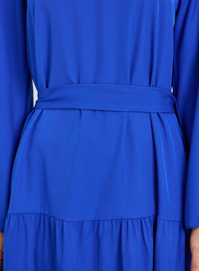 ستايلي فستان طويل قصة واسعة بحزام ربط - Image 4