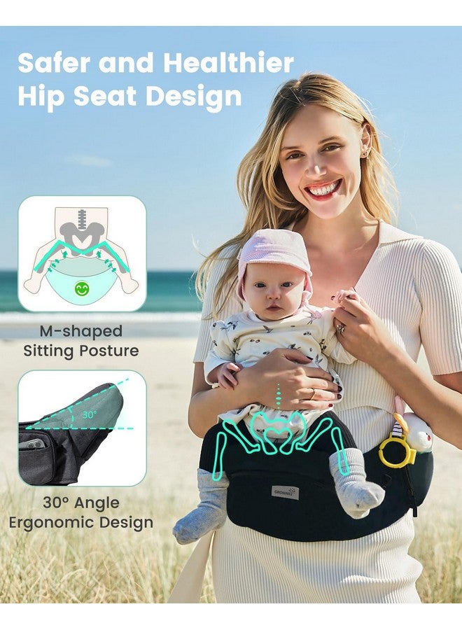 GROWNSY Baby Hip Seat Carrier, GROWNSY Baby Carrier with Multiple Pockets, Adjustable Extended Waistband for Newborns & Toddlers up to 50 lbs, Black  - Image 4