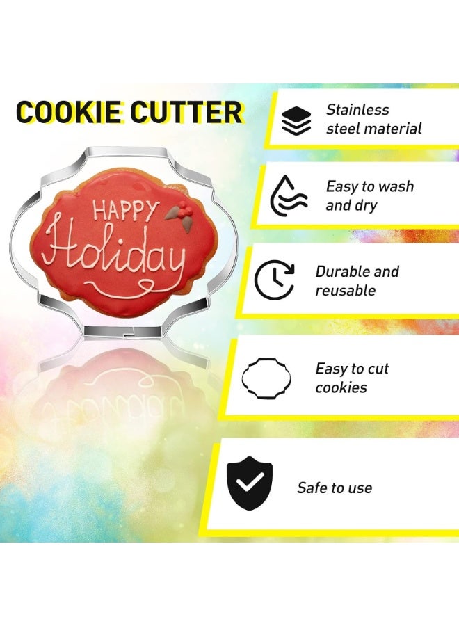 10 Pieces Plaque Frame Cookie Cutter Stainless Steel Biscuit Cutter Fondant Cake Decorating Tools and 6 Pieces Sugar Stirring Pins for Kitchen Baking - Image 4