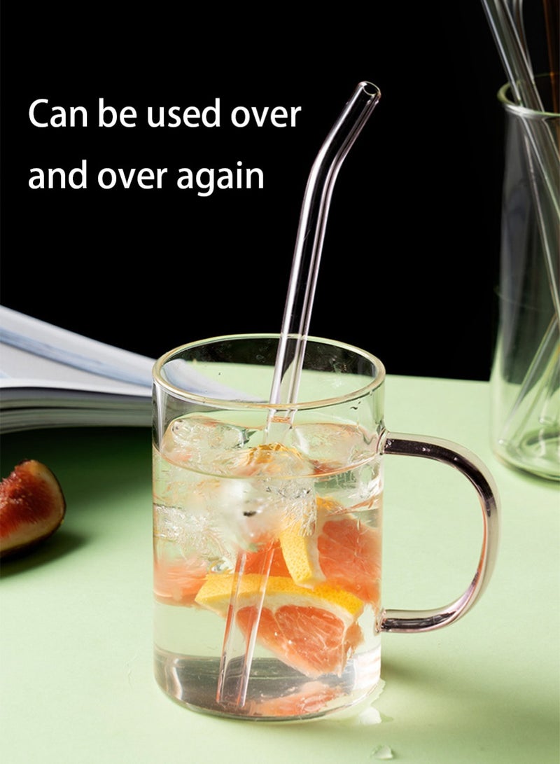 10Pcs Reusable Transparent Glass Drinking Straws, Heat-resistant Glass Straw with 4Pcs Straw Brush, 20cm - Image 3