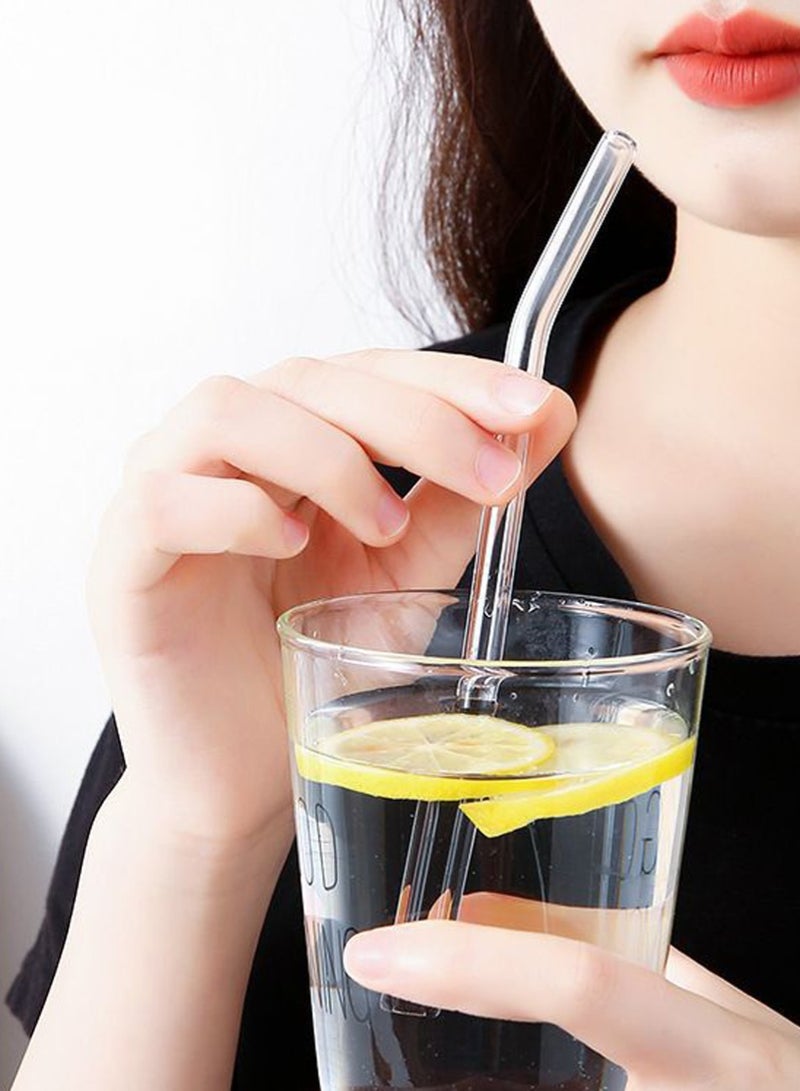 10Pcs Reusable Transparent Glass Drinking Straws, Heat-resistant Glass Straw with 4Pcs Straw Brush, 20cm - Image 4