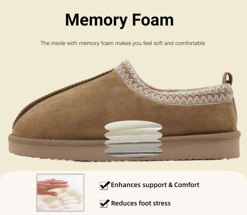SMajong Women's Fuzzy Slippers Cozy Memory Foam House Shoes Winter Warm Loafer Slippers Indoor,Beige 9.5 US - Image 5