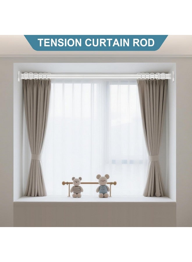 ZOCONE ZOCONE Tension Curtain Rod, 51-168 Inches Adjustable Closet Tension Rod Rust-free No Drilling Shower Curtain Rod, Anti-slip Spring Steel Rod for Bathroom White  - Image 4