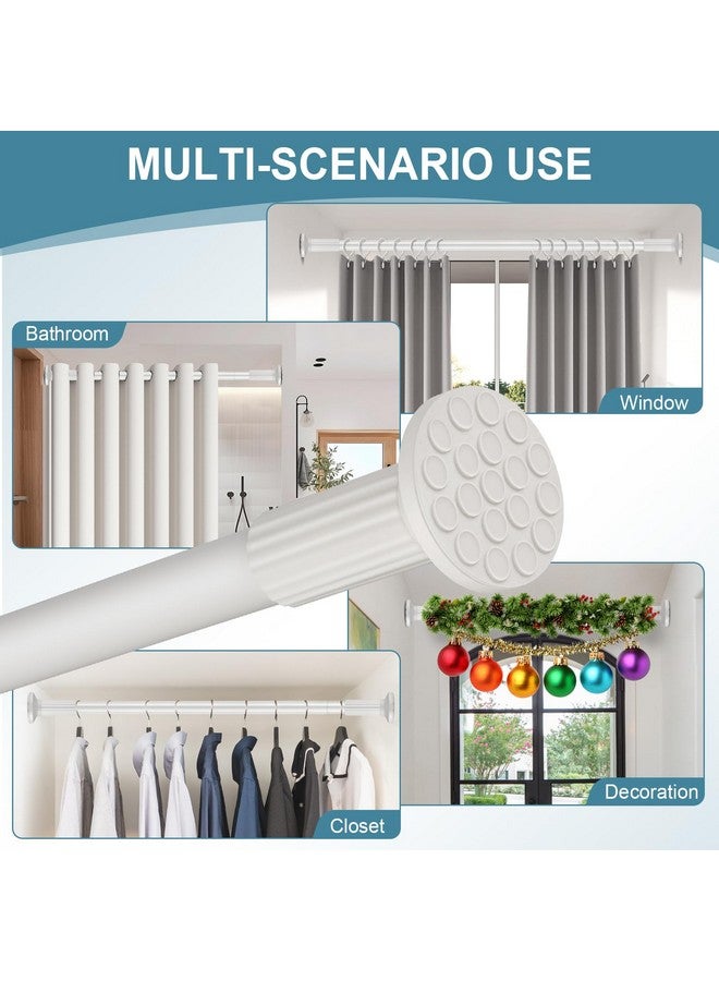 ZOCONE ZOCONE Tension Curtain Rod, 51-168 Inches Adjustable Closet Tension Rod Rust-free No Drilling Shower Curtain Rod, Anti-slip Spring Steel Rod for Bathroom White  - Image 5