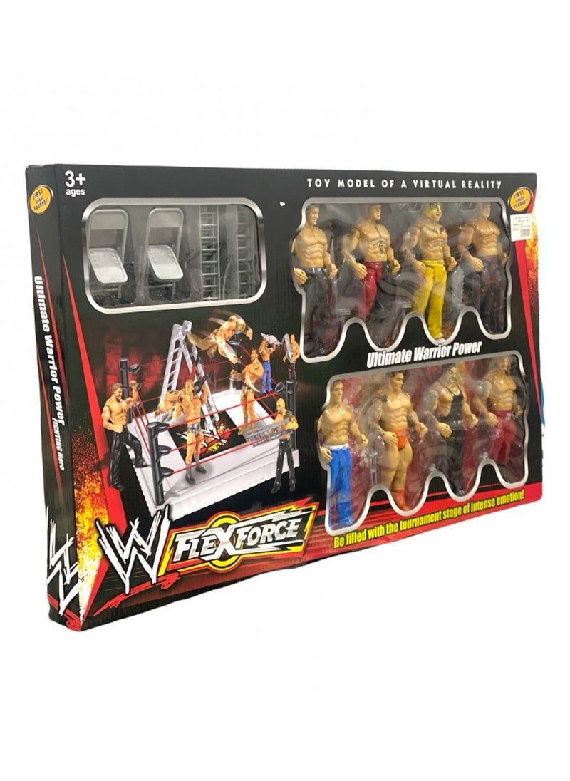 WWE 8-Piece of Random Characters And A Ring Ultimate Warrior Power  - Image 1