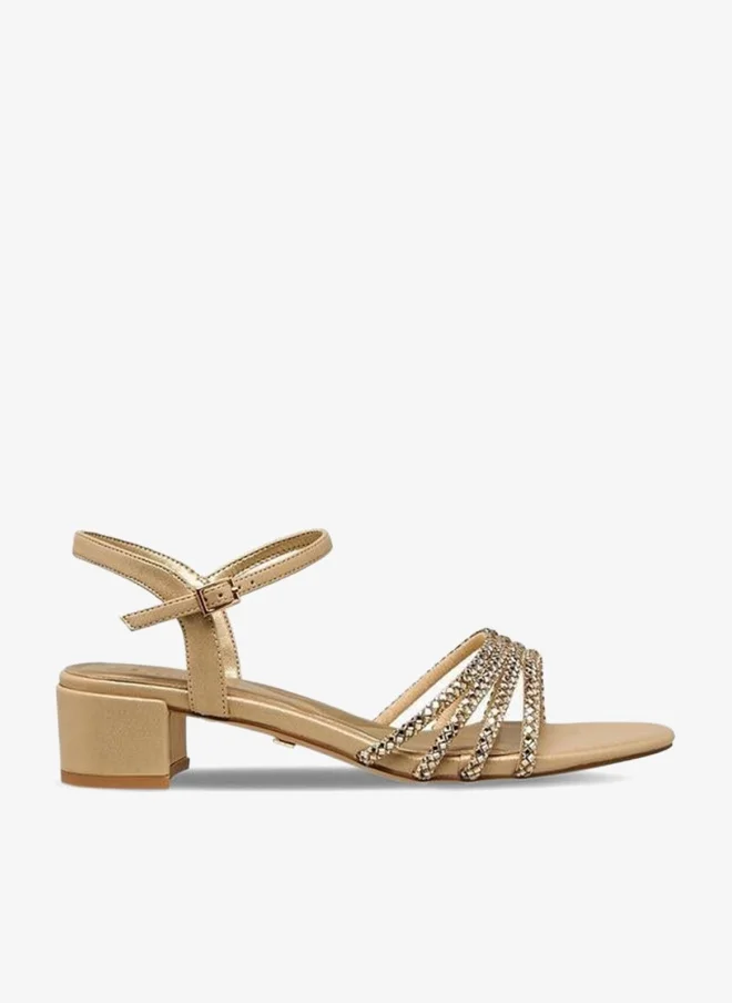 سيليست صنادل بكعب عريض مزينة لمجموعة رمضان النسائية