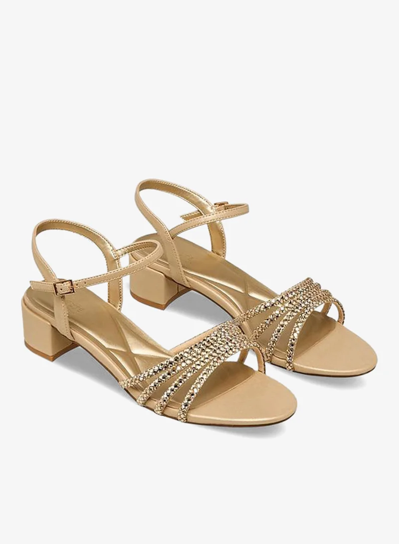 سيليست صنادل بكعب عريض مزينة لمجموعة رمضان النسائية