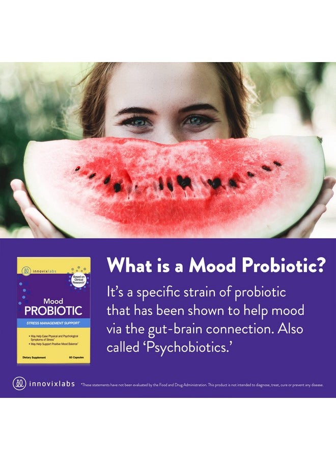 InnovixLabs - Mood Probiotic 1St Probiotic Formula Clinically Studied For Mood Support Lactobacillus Helveticus Rosell52Nd & Bifidobacterium Longum Rosell175 Probiotics For Men & Women 60 Capsules - Image 1