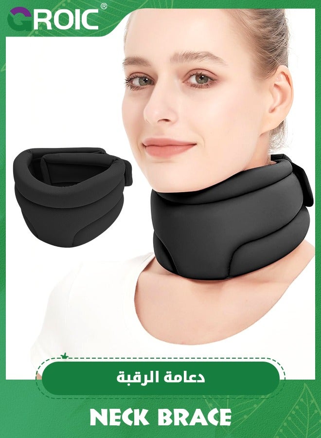 Neck Brace, Cervicorrect Neck Brace, Neck Brace Cervical Collar Support Neck for Sleeping, Soft Foam Neck Support Relieves Pain & Pressure in Spine for Women and Men (Black)