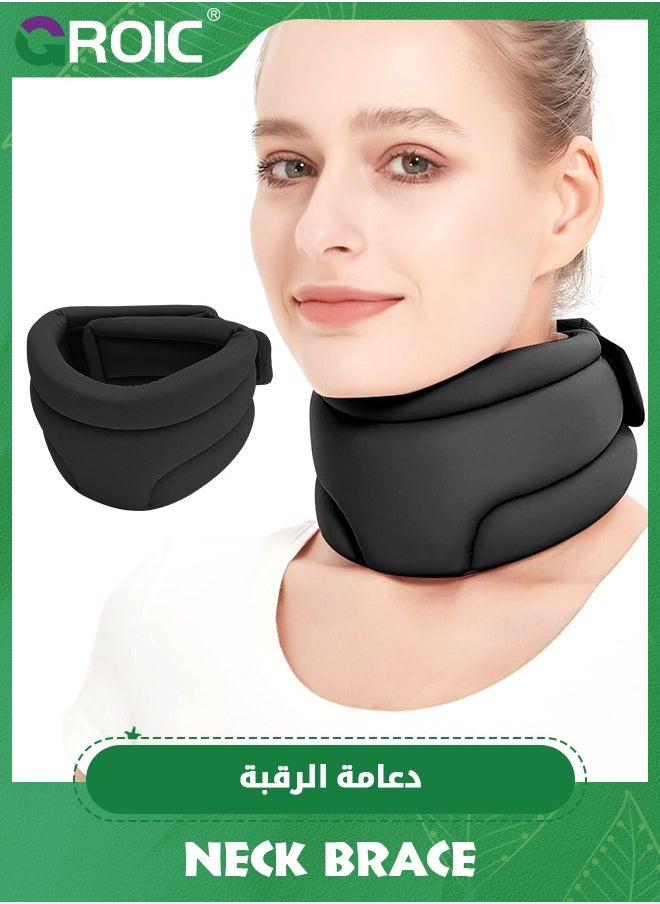 GROIC Neck Brace, Cervicorrect Neck Brace, Neck Brace Cervical Collar Support Neck for Sleeping, Soft Foam Neck Support Relieves Pain & Pressure in Spine for Women and Men (Black)  - Image 1
