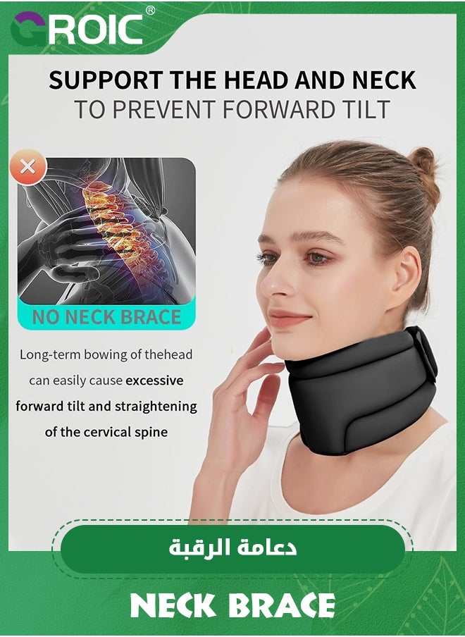 GROIC Neck Brace, Cervicorrect Neck Brace, Neck Brace Cervical Collar Support Neck for Sleeping, Soft Foam Neck Support Relieves Pain & Pressure in Spine for Women and Men (Black)  - Image 3