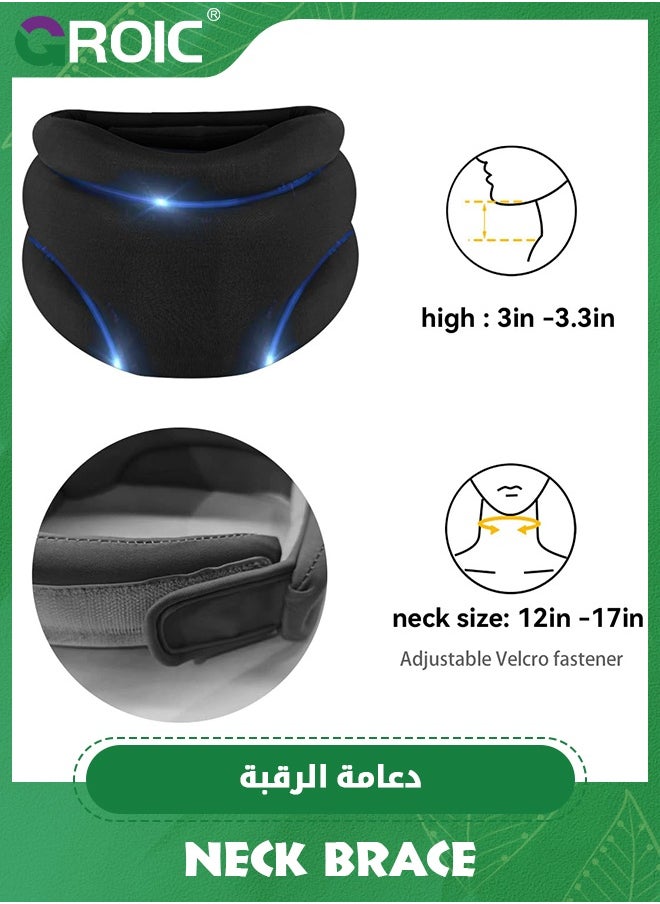 GROIC Neck Brace, Cervicorrect Neck Brace, Neck Brace Cervical Collar Support Neck for Sleeping, Soft Foam Neck Support Relieves Pain & Pressure in Spine for Women and Men (Black)  - Image 4