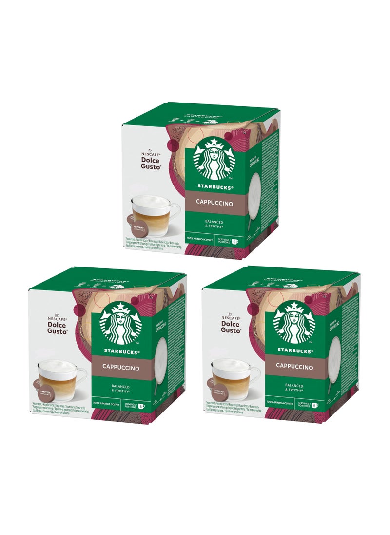 Starbucks Cappuccino Coffee, 12 Capsules, Pack of 3 