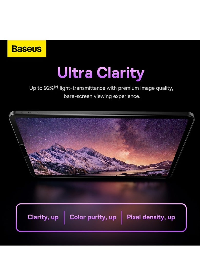 بيسوس واقي شاشة لجهاز iPad Pro 2022/2021/2020/2018 (السادس/الخامس/الرابع/الثالث)، شاشة Liquid Retina من الحافة إلى الحافة، متوافق مع Face ID، مع إطار سهل التركيب، زجاج مقوى عالي الدقة - Image 4