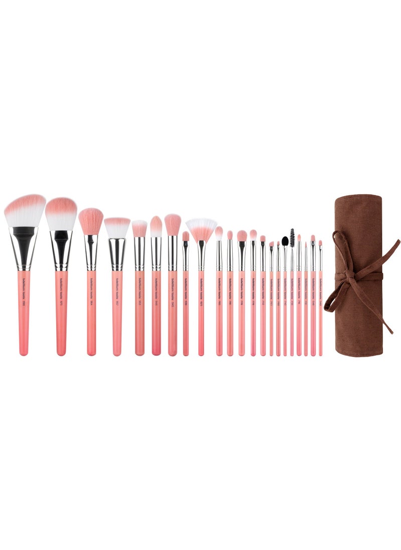 Bdellium Tools Bdellium Tools Professional Makeup Brush Pink Bambu Series - Deluxe 22pc. Brush Set with Roll-Up Pouch 
