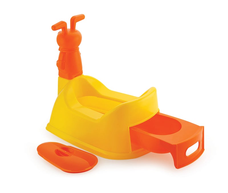 Liza Big Size Teddy Face Style Toilet Trainer Baby Potty Seat With Removable Tray & Closing LID ( For 6-48 Month Kids) (Yellow) - Image 1