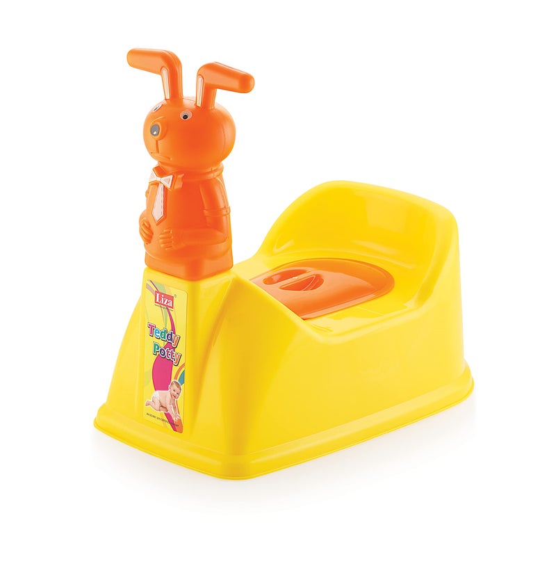 Liza Big Size Teddy Face Style Toilet Trainer Baby Potty Seat With Removable Tray & Closing LID ( For 6-48 Month Kids) (Yellow) - Image 5