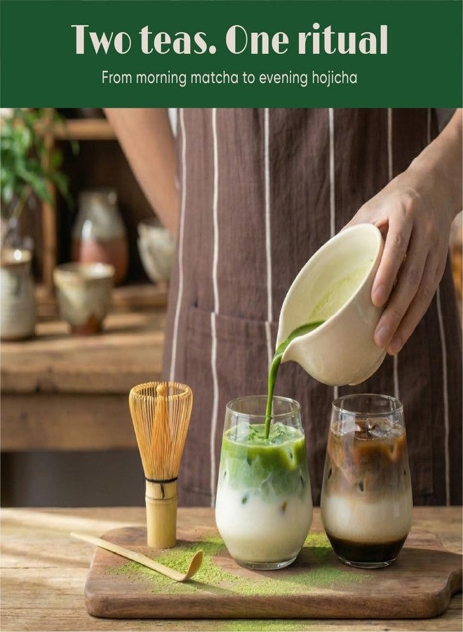 Tencha Matcha & Hojicha Green Tea Kit | Elite Grade Matcha 25 g & Roasted Hojicha 25 g | Bamboo Whisk 72 Prongs (Chasen) & Scoop (Chashaku) | Japanese Tea Gift Set - Image 4
