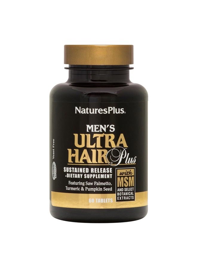 Nature's Plus Men's Ultra Hair Plus, Sustained Release - 60 Tablets - All-Natural Hair Growth Supplement For Men - Promotes Fuller, Healthier Hair - Gluten-Free - 30 Servings - Image 1