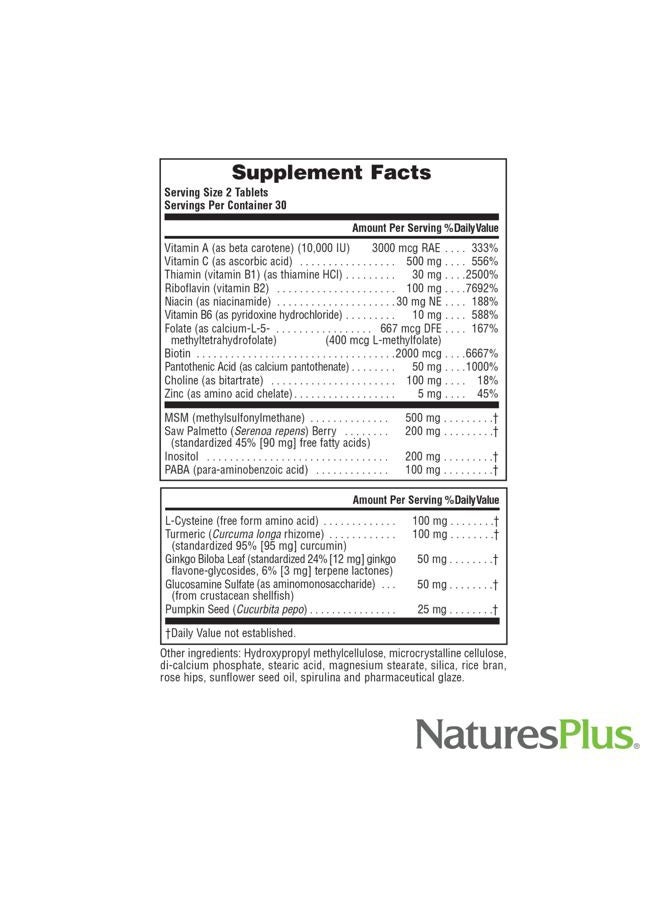 Nature's Plus Men's Ultra Hair Plus, Sustained Release - 60 Tablets - All-Natural Hair Growth Supplement For Men - Promotes Fuller, Healthier Hair - Gluten-Free - 30 Servings - Image 4