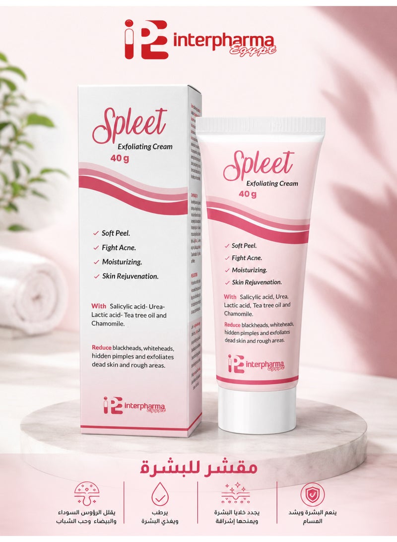 Interpharma Egycare Spleet Exfoliating Cream 40g | Salicylic Acid, Urea & Lactic Acid | Skin Exfoliator for Blackheads, Whiteheads & Skin Renewal - Image 1