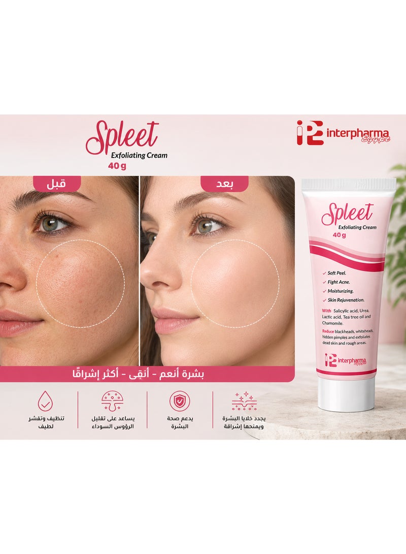 Interpharma Egycare Spleet Exfoliating Cream 40g | Salicylic Acid, Urea & Lactic Acid | Skin Exfoliator for Blackheads, Whiteheads & Skin Renewal - Image 3