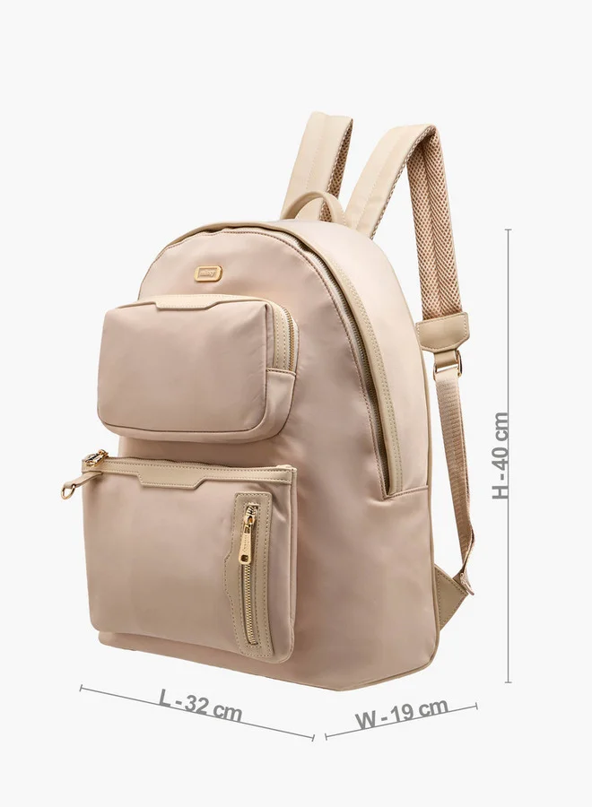 ميسي Women Solid Backpack with Adjustable Shoulder Straps and Zip Closure - 32x19x40 cm