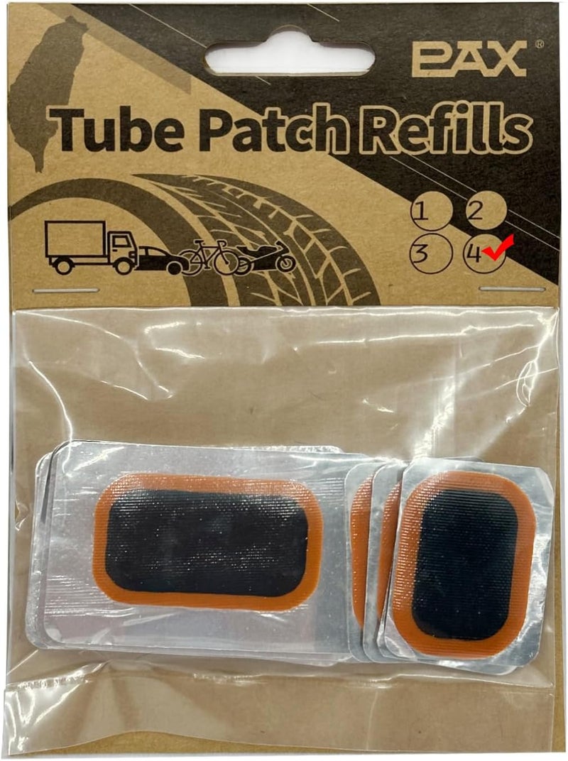 PAX 12 Pcs Inner Tube Patch Refills, 4 Pcs X 24x41mm/ 24x35mm/ 34x52mm. Puncture Flat Tire Repair Patch Kit for Bicycle, Motorcycle, Scooter, BMX, ATVs, River Floating, Inflatable Rubber - Image 1
