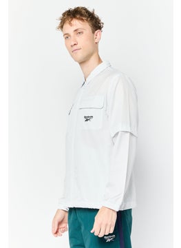 Reebok Men Sportswear Fit Long Sleeve Outdoor Sweatshirt, Light Grey  - Image 3