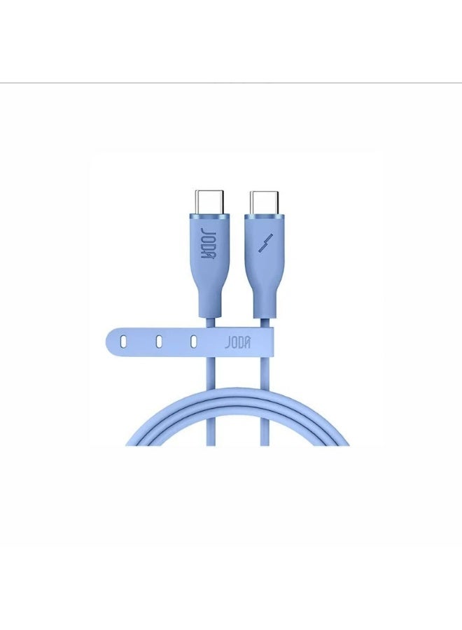 جودا سلك JODA سيليكون 60 واط تايب سي الى تايب سي 1 متر - ازرق - Image 1