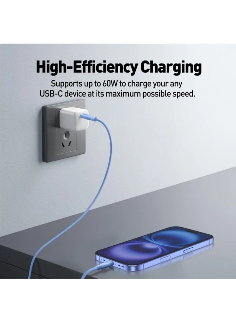 جودا سلك JODA سيليكون 60 واط تايب سي الى تايب سي 1 متر - ازرق - Image 4