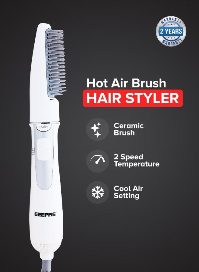 GEEPAS 2 IN 1 Hair Styler - Hot Air Brush With 3 Temperautures Cool Air Setting Overheat Protection White/Grey - Image 2
