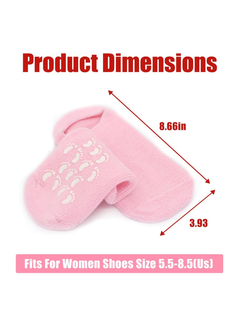 اعاره زوجان من الجوارب المرطبة، جوارب جل مانعة للانزلاق، جوارب سبا مرطبة للنساء، جوارب نوم ناعمة من الجل لإصلاح وتنعيم بشرة القدمين الجافة والمتشققة (وردي، أخضر) - Image 2