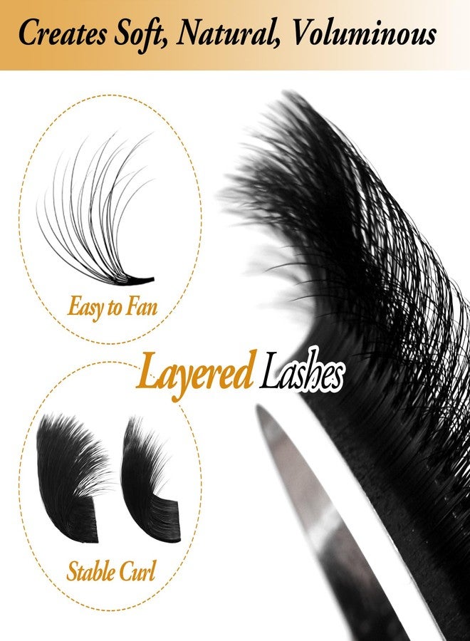 AuReve Easy Fan Lashes Eyelash Extensions C/D Curl 0.03 0.05 0.07 8-15mm Mixed Tray, Super Matte Black Volume Lashes Self Fanning, Professional Supplies for Lash Artists (0.07 C 8-15mm) - Image 3