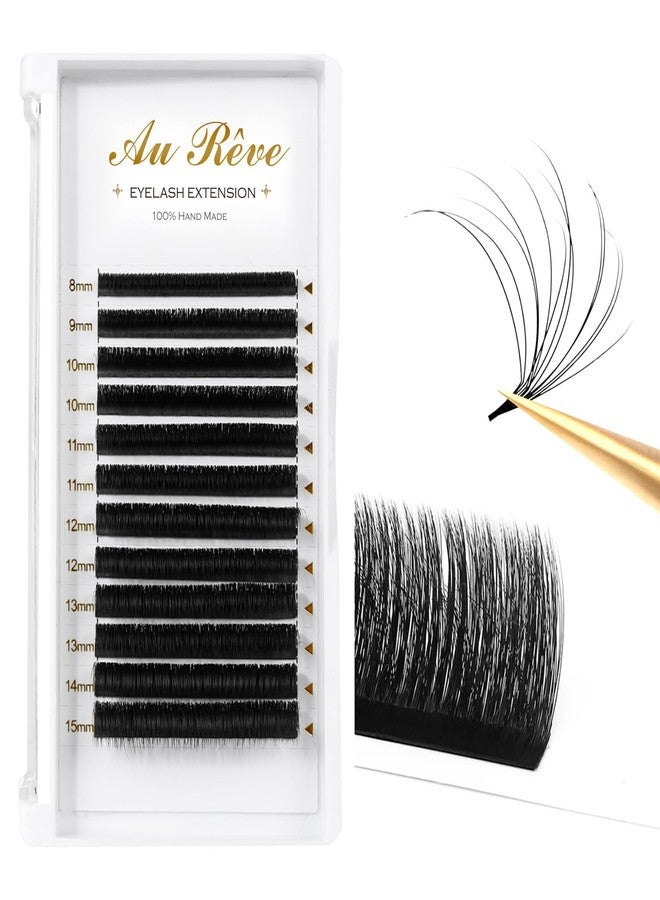AuReve Easy Fan Lashes Eyelash Extensions C/D Curl 0.03 0.05 0.07 8-15mm Mixed Tray, Super Matte Black Volume Lashes Self Fanning, Professional Supplies for Lash Artists (0.07 C 8-15mm) - Image 1
